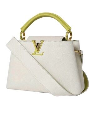 🔥 Louis Vuitton Capucines BB Shoulder Bag Leather Limited Edition White &Lime🔥